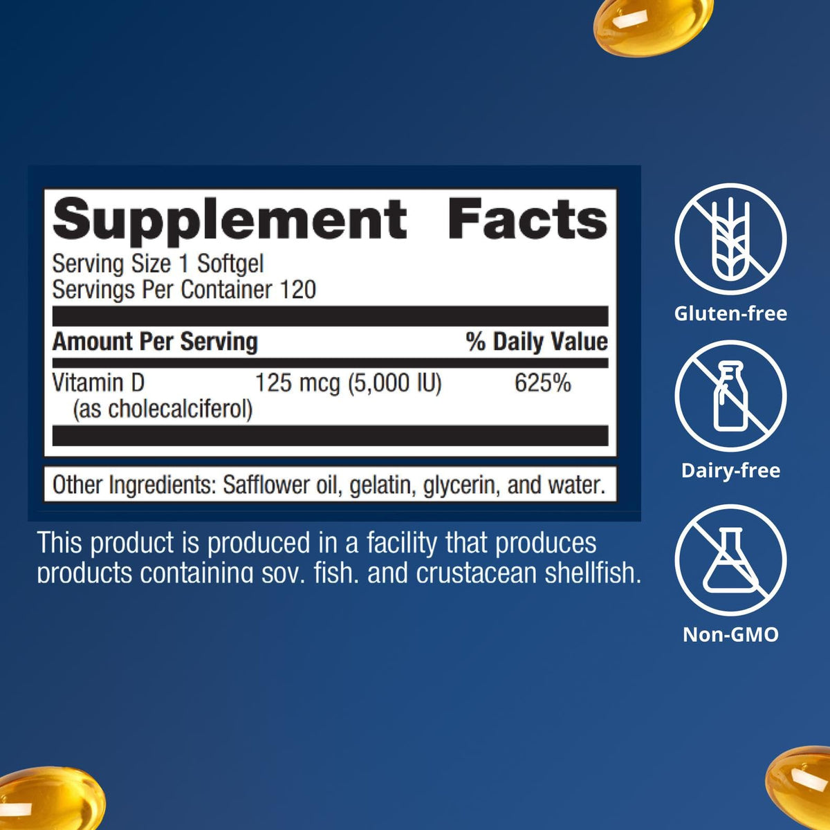 Étiquette du flacon Metagenics Vitamine D3 5000 UI