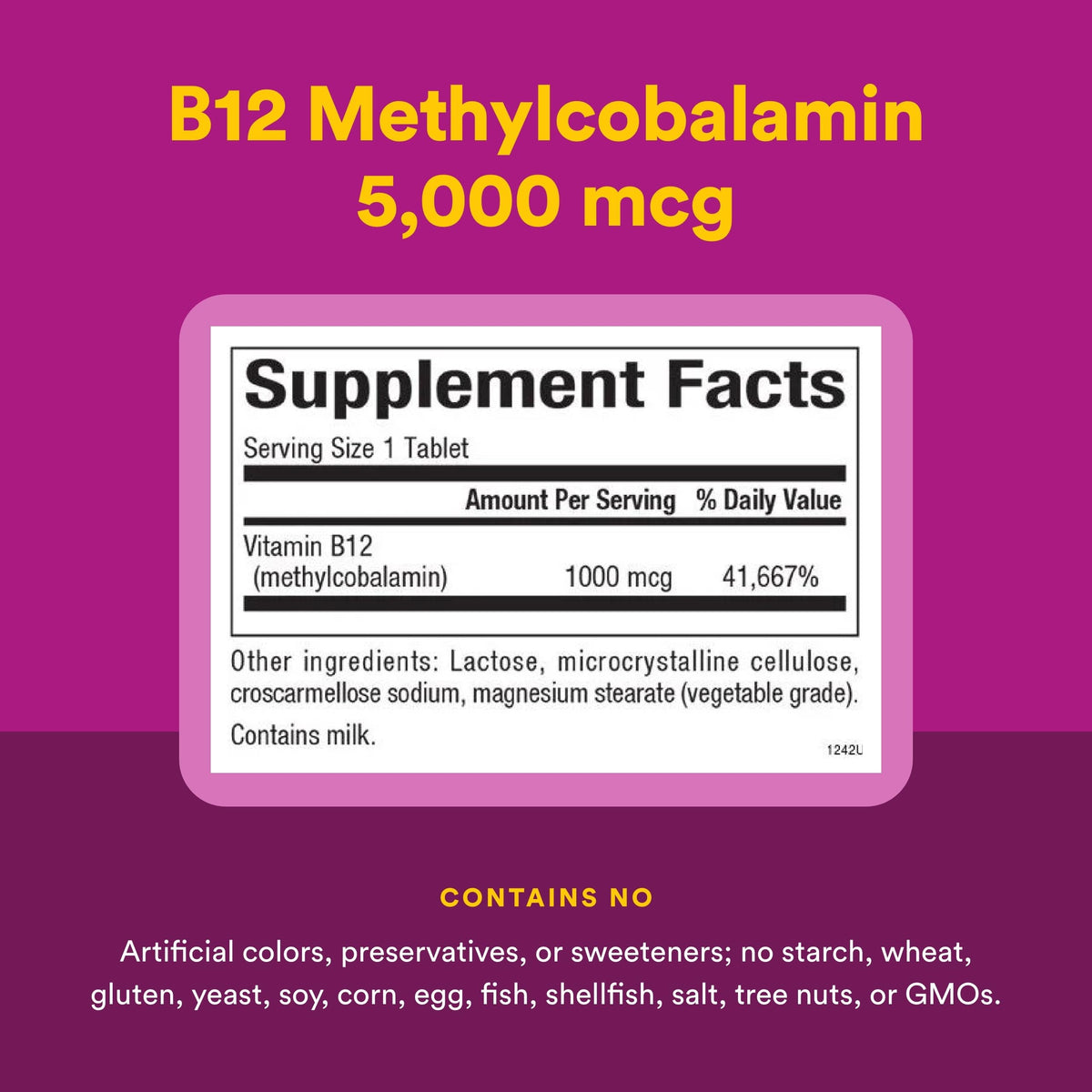 Étiquette du flacon Methylcobalamin 1 000 mcg Natural Factors