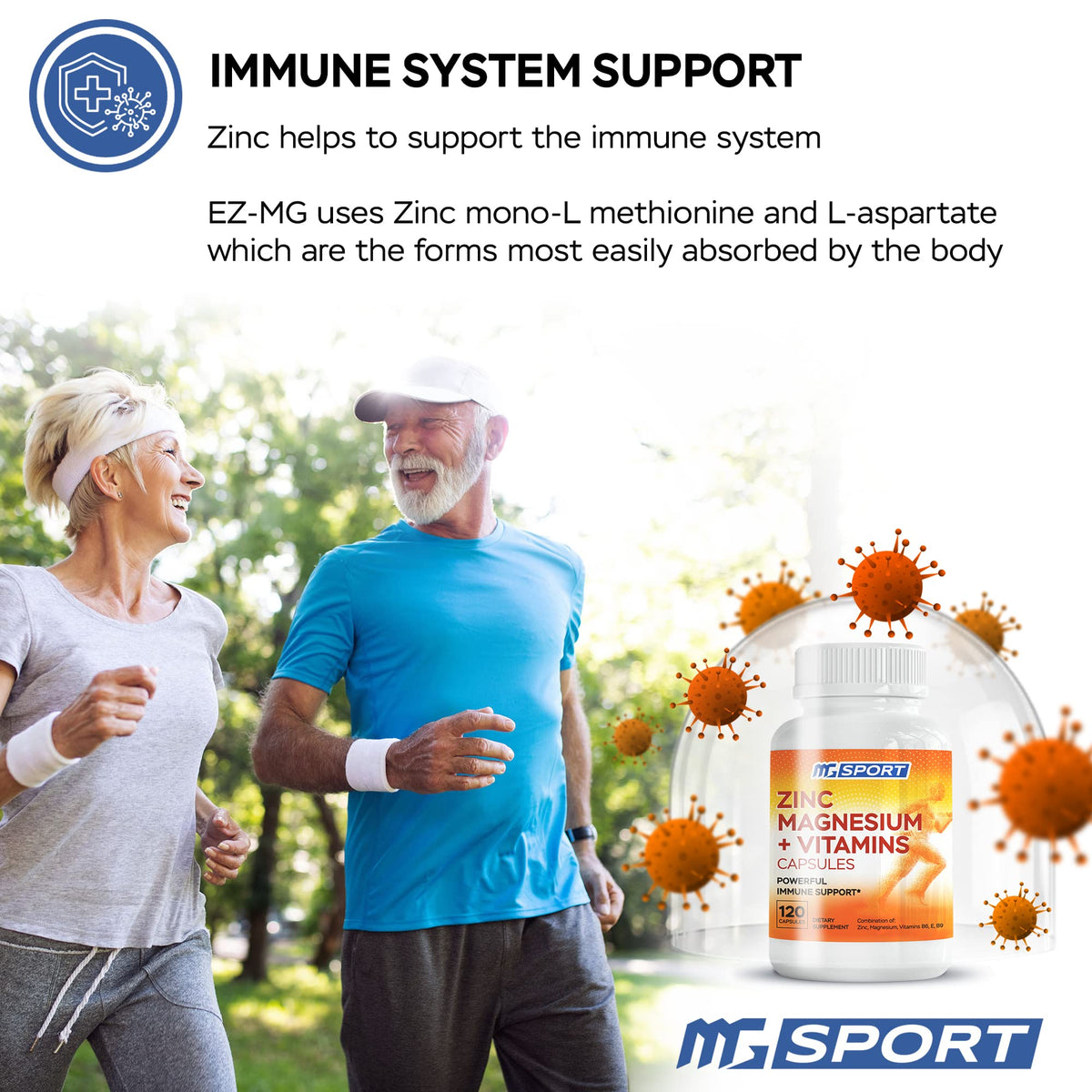 Étiquette du flacon MgSport ZMA avec informations nutritionnelles