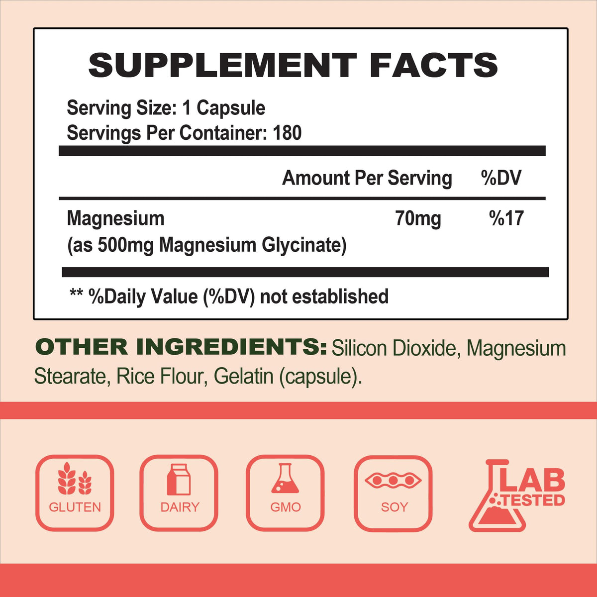Étiquette du flacon Nature4U Magnésium Glycinate 500mg