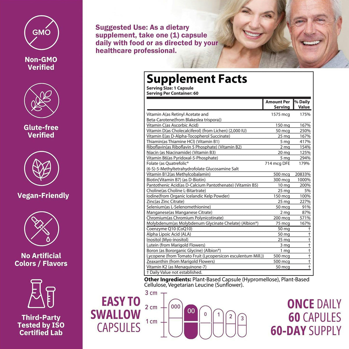 Étiquette du flacon NatureGenX Multivitamine Methylée