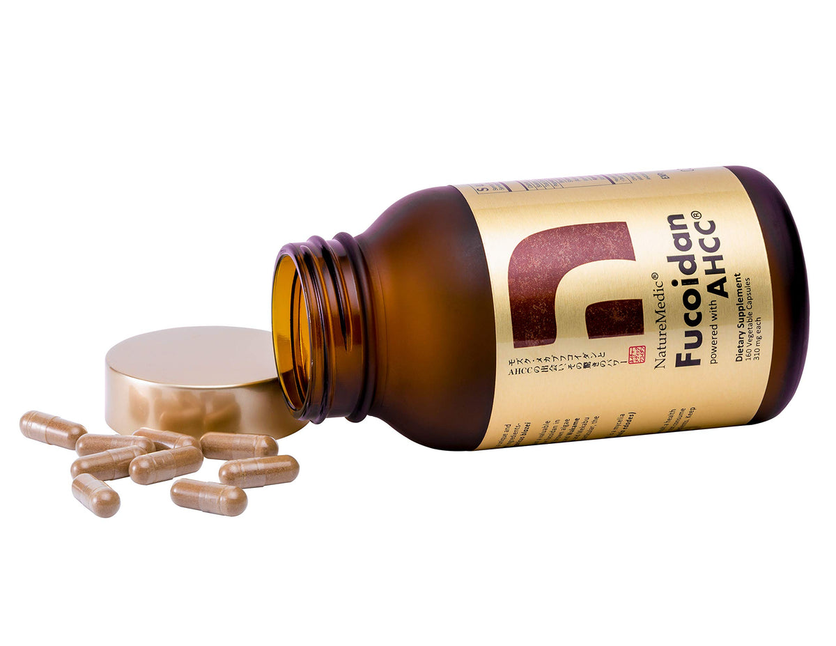 Étiquette du flacon NatureMedic Fucoidan avec AHCC®