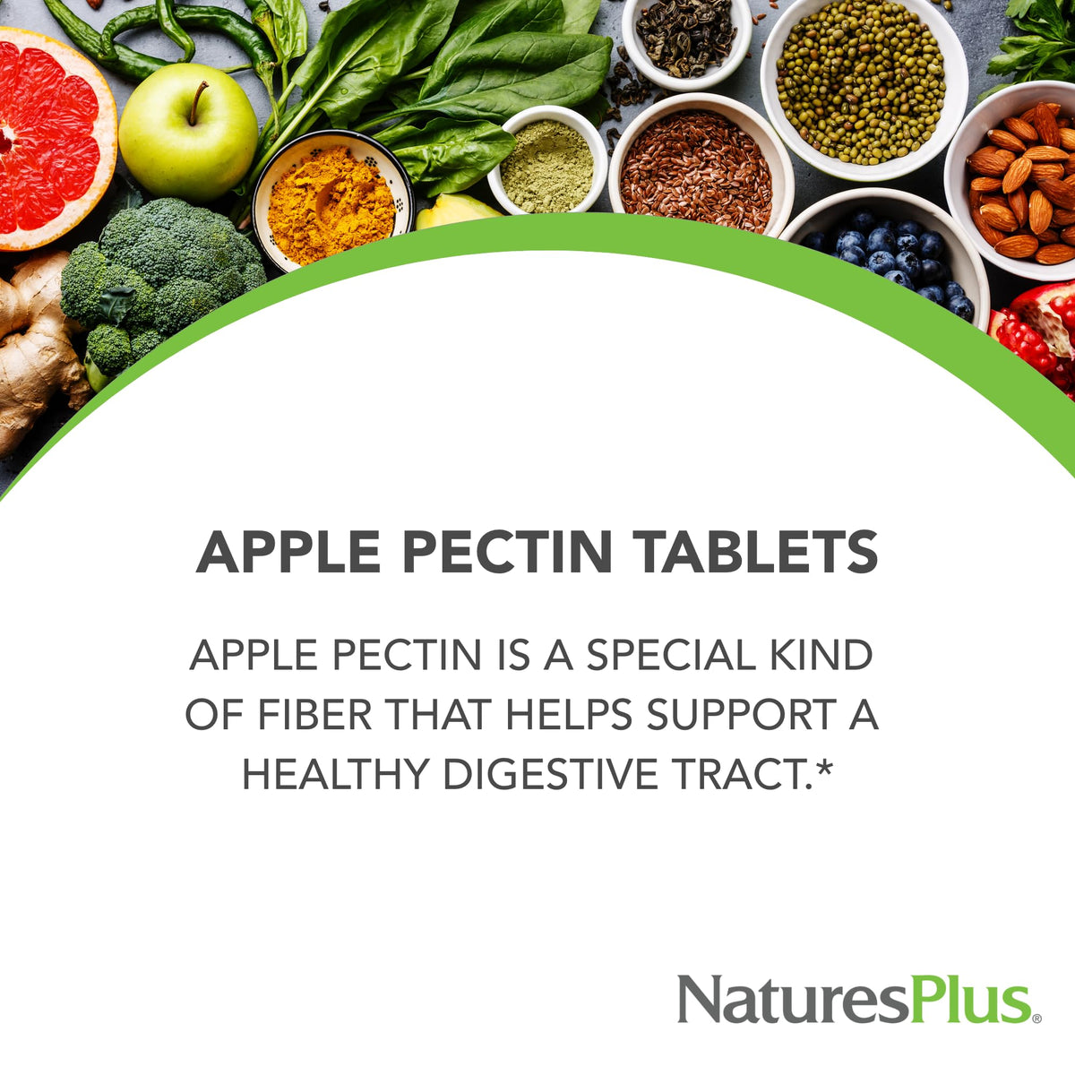 Étiquette du flacon NaturesPlus Pectine de Pomme 500 mg