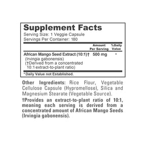 Étiquette du flacon NusaPure Mangue Africaine 500 mg