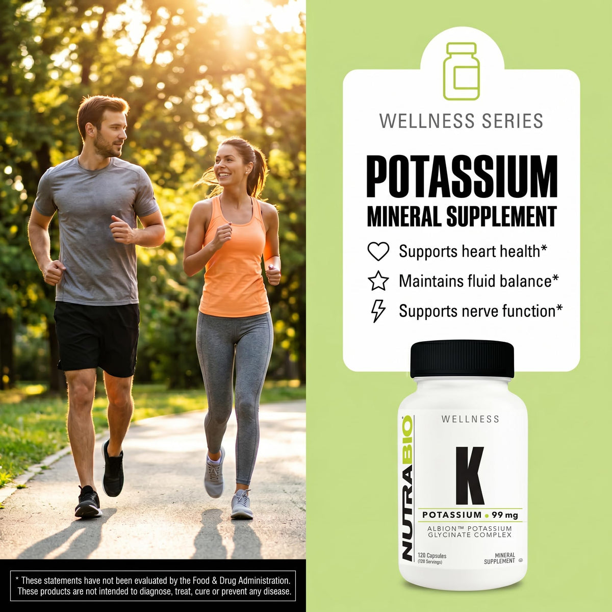 Étiquette du flacon NutraBio Complexe de Potassium