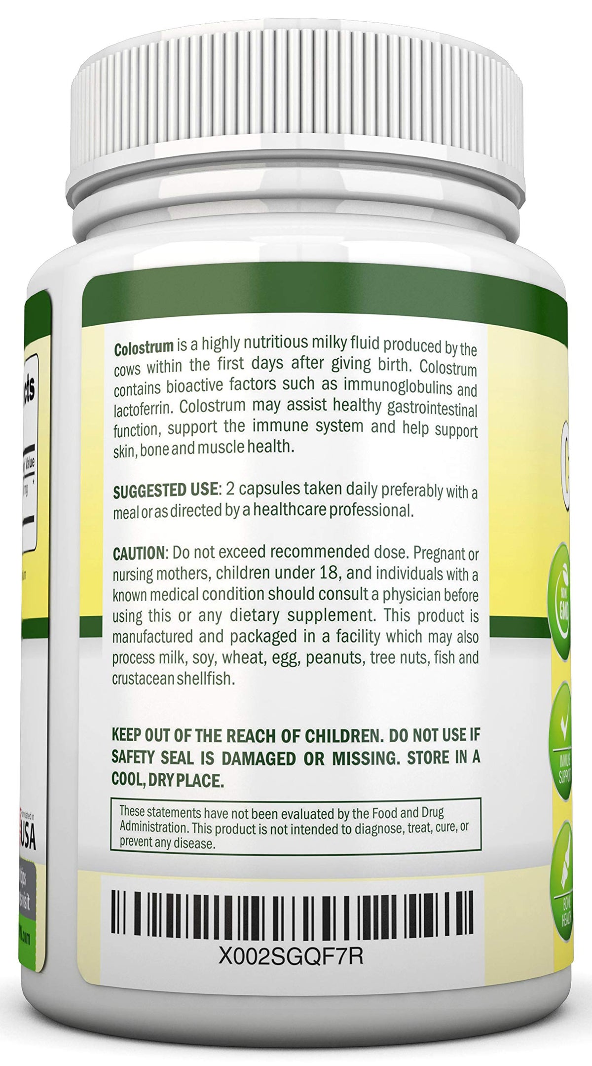 Étiquette du flacon NutriONN Colostrum 1000mg