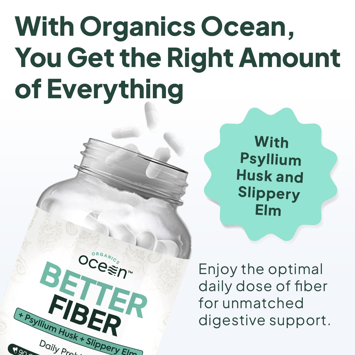 Étiquette du flacon Organics Ocean Complément Alimentaire Fibres