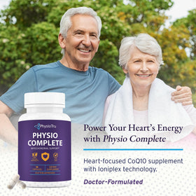 Étiquette du flacon PhysioTru CoQ10 150mg avec éléments nutritionnels