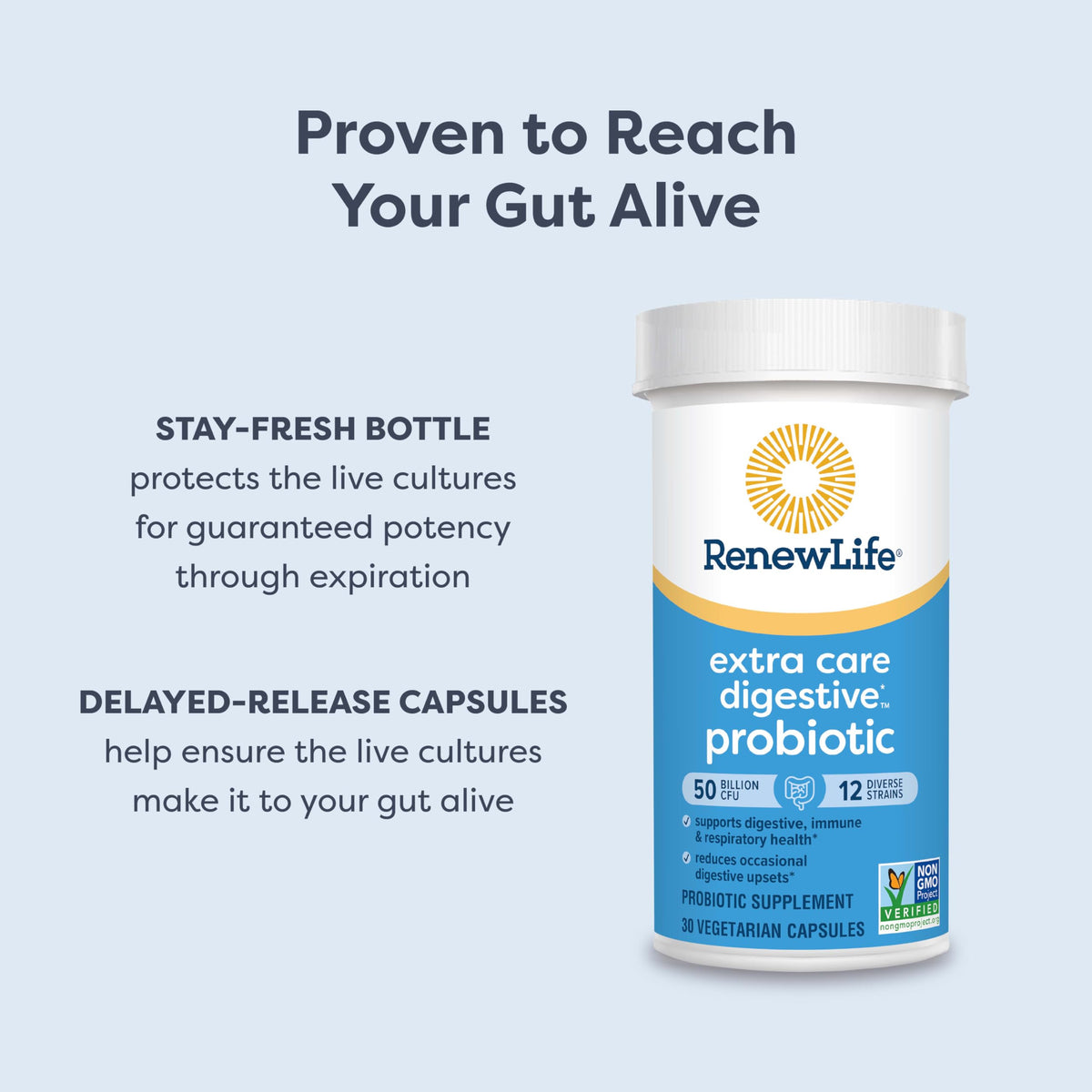 Étiquette du flacon Renew Life Probiotique Extra Care