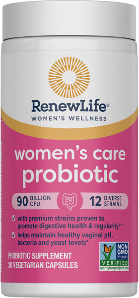 Étiquette du flacon Renew Life Probiotique Femme 90 Milliards CFU