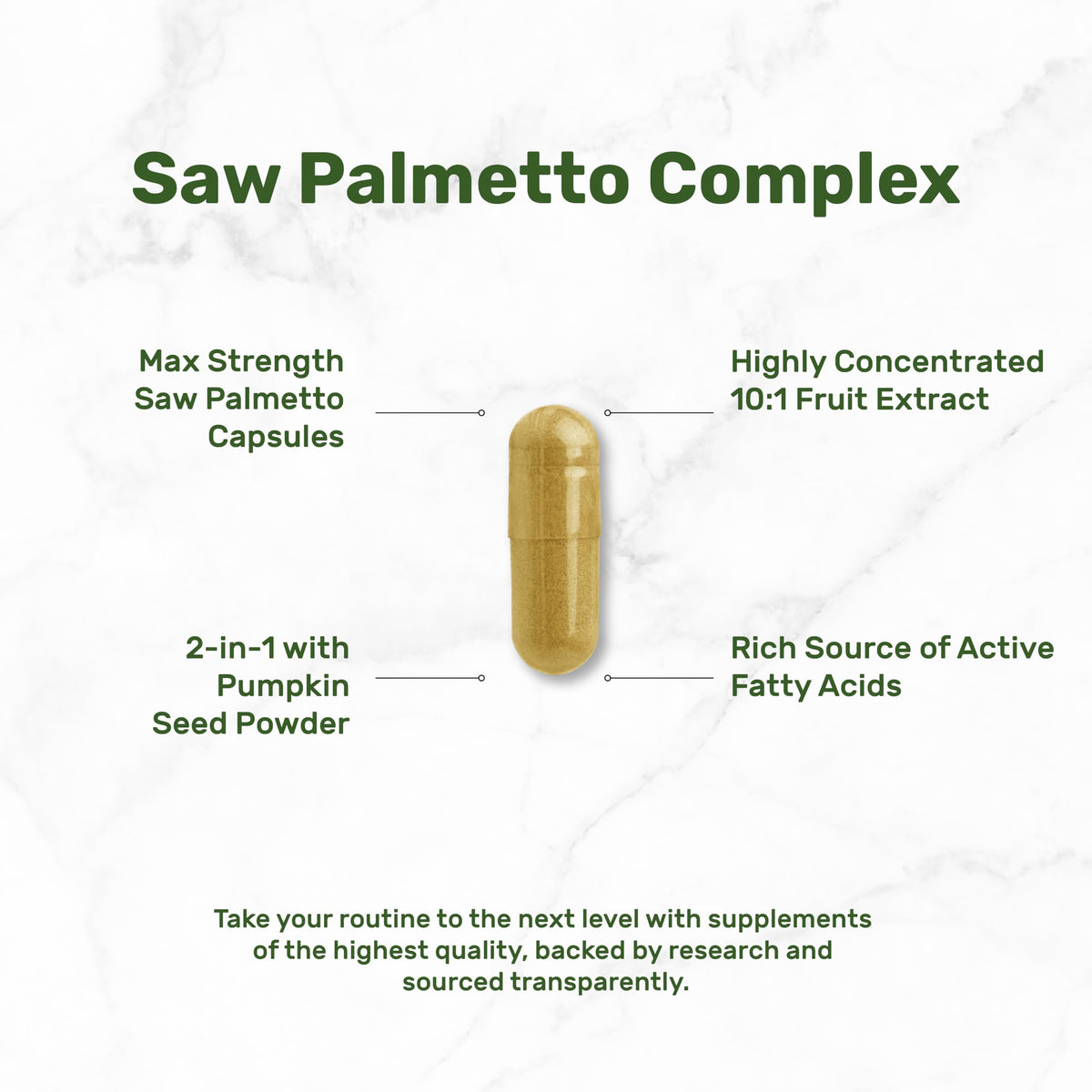 Étiquette du flacon Saw Palmetto avec informations nutritionnelles