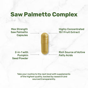 Étiquette du flacon Saw Palmetto avec informations nutritionnelles