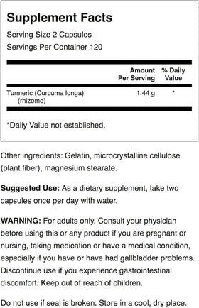 Étiquette du flacon Swanson Curcuma Curcumin