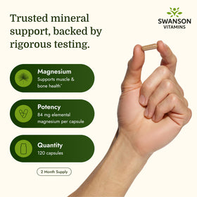 Étiquette du flacon Swanson Magnésium Lactate avec dosage