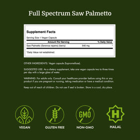 Étiquette du flacon Swanson Saw Palmetto 540 mg