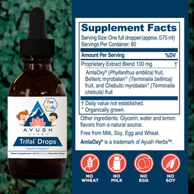 Étiquette du flacon Trifal Drops Ayush Herbs pour enfants