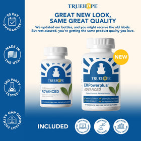 Étiquette du flacon Truehope EMPowerplus avec informations nutritionnelles