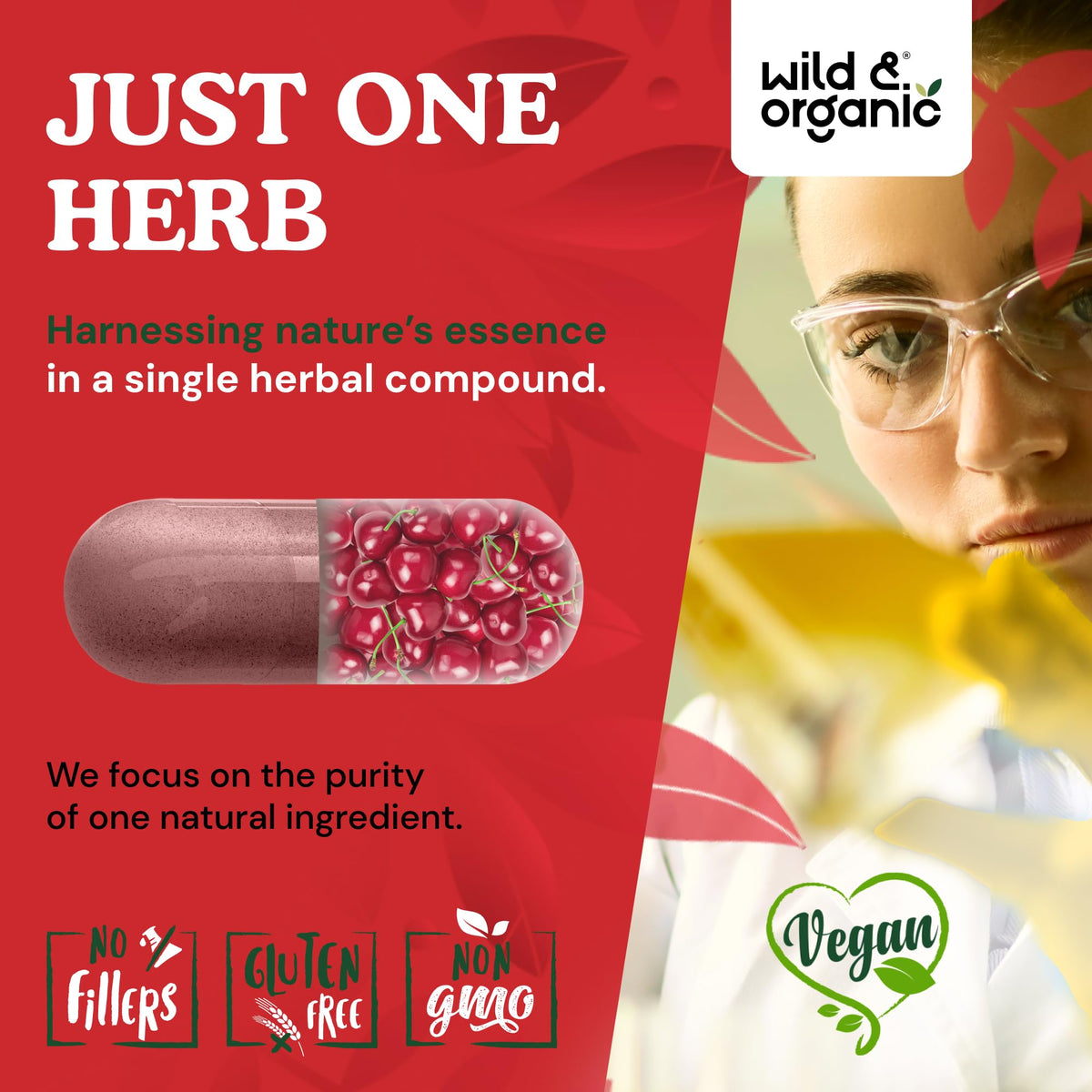 Étiquette du flacon Wild & Organic Capsules de Cerise Acidulée