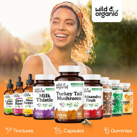 Étiquette du flacon Wild & Organic Turkey Tail 1000 mg