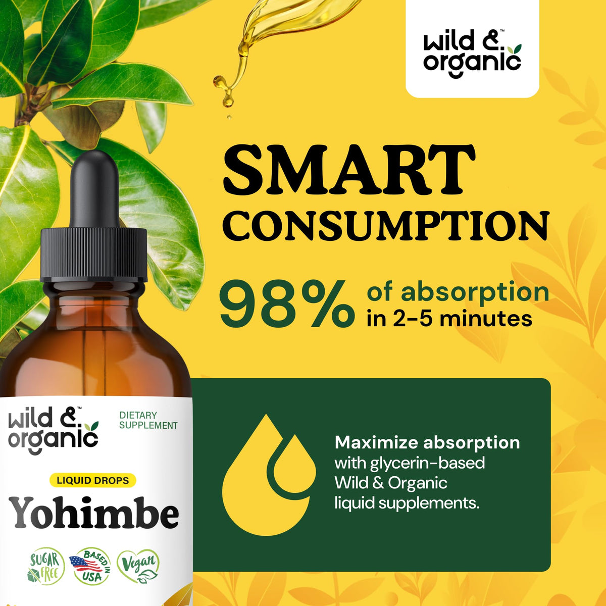 Étiquette du flacon Wild & Organic Yohimbe 5 mg