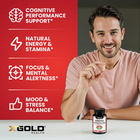 Étiquette du flacon X Gold Health Ginseng Rouge Coréen