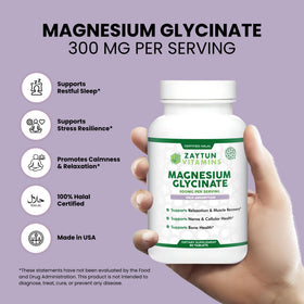 Étiquette du flacon Zaytun Glycinate de Magnésium, vue de près