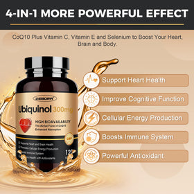 Étiquette du flacon ZEBORA Ubiquinol CoQ10 300mg