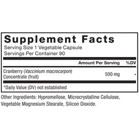 Étiquette du Force Factor Concentré de Canneberge 500mg