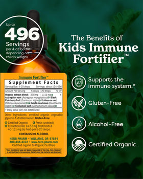 Étiquette du Fortifiant daily wellness Enfant Herb Pharm avec ingrédients