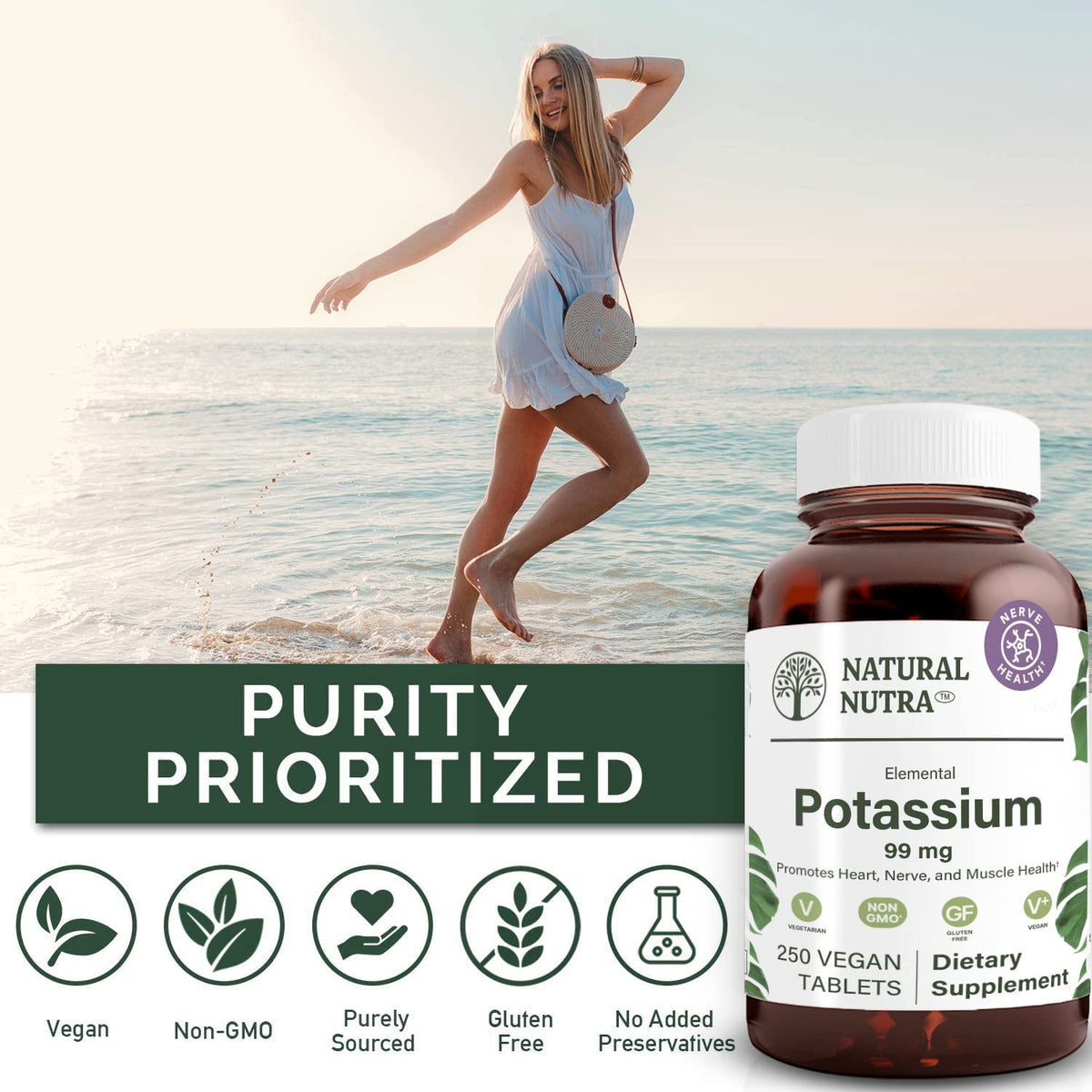 Étiquette du gluconate de potassium 99 mg Natural Nutra