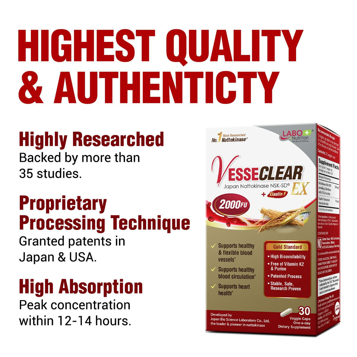 Étiquette du LABO Nutrition VesseCLEAR EX 3-Pack