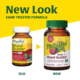 Étiquette du MegaFood Blood Builder affichant les ingrédients