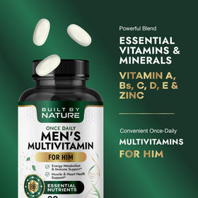 Étiquette du Multivitamin pour Hommes Built by Nature avec ingrédients
