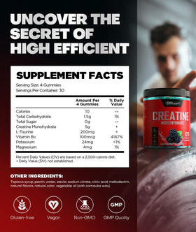 Étiquette du pot de gummies créatine Dralot Nutrition
