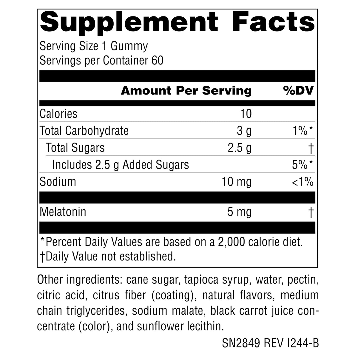 Étiquette du pot de gummies de mélatonine Source Naturals