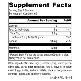 Étiquette du pot de gummies de mélatonine Source Naturals