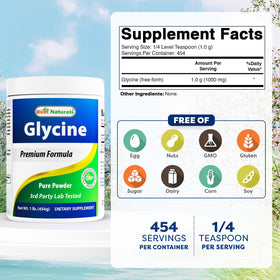 Étiquette du pot de poudre de glycine Best Naturals