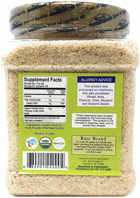 Étiquette du pot de psyllium entier Rani 280g
