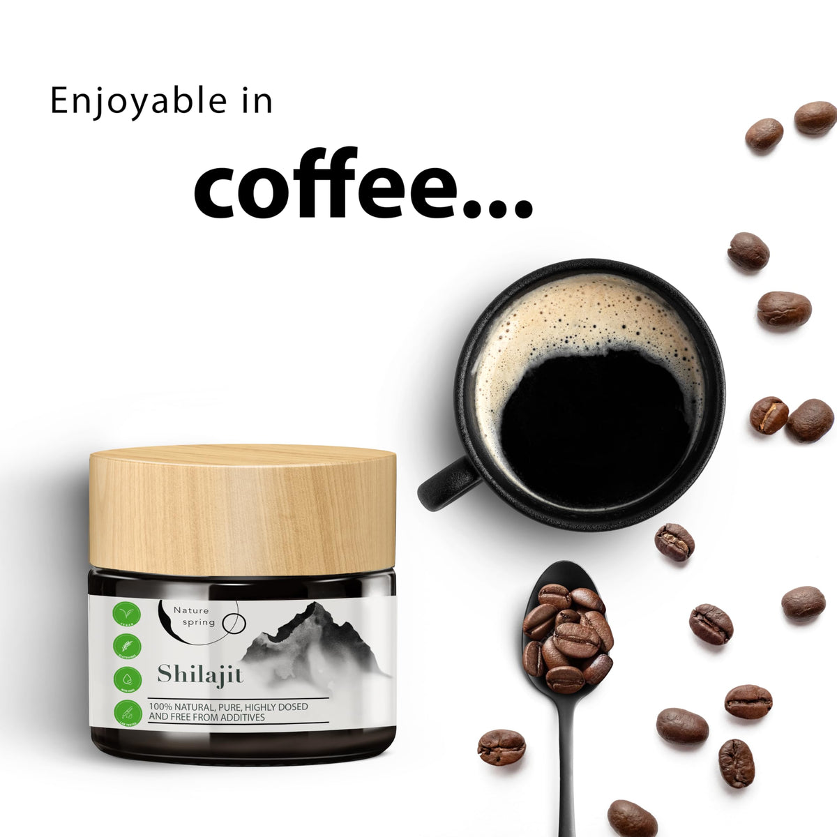 Étiquette du pot de résine de Mumijo Shilajit Nature spring