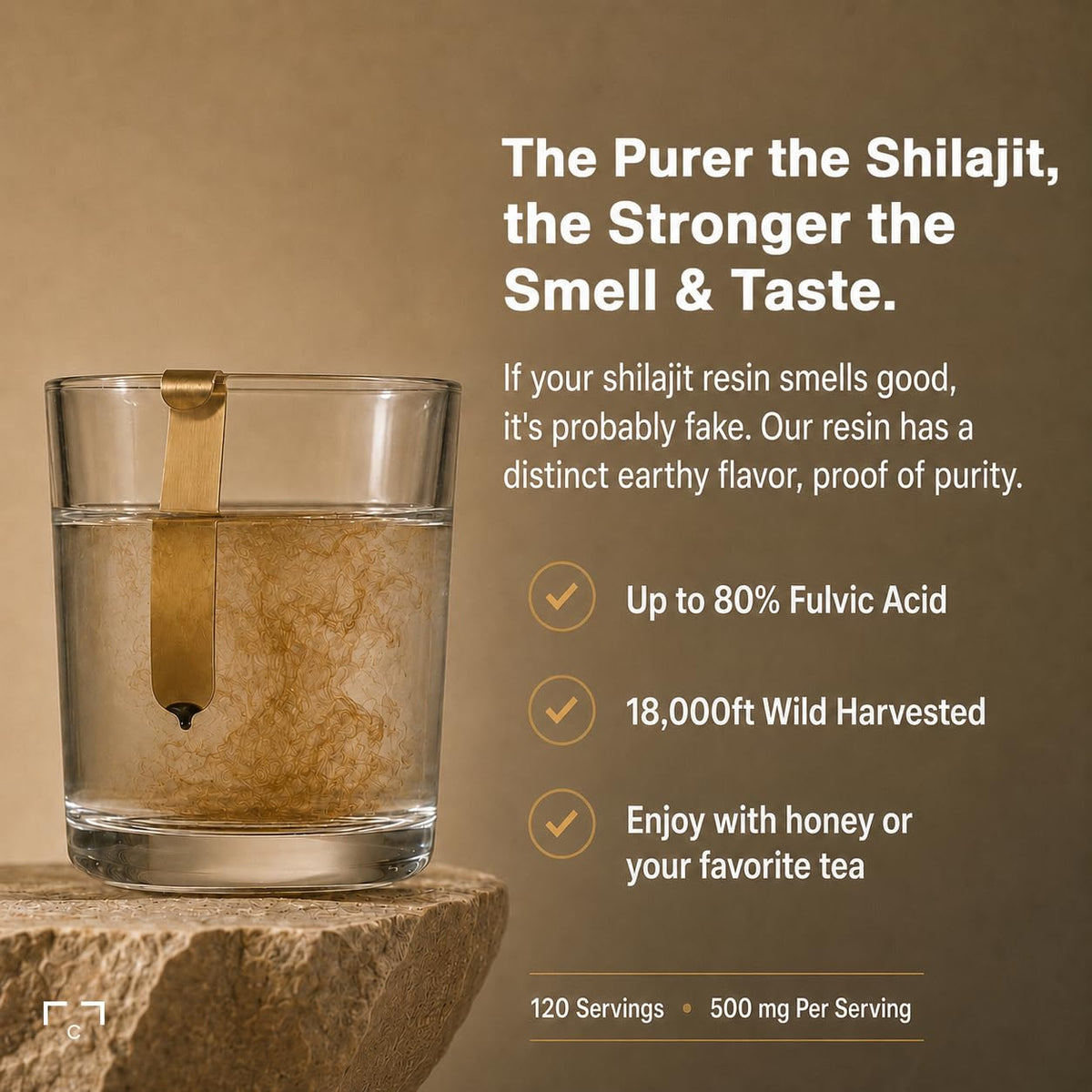 Étiquette du pot de résine de shilajit Himalayen bio Essencraft