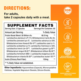 Étiquette du Probiotic 16 de Vitamin World avec informations nutritionnelles
