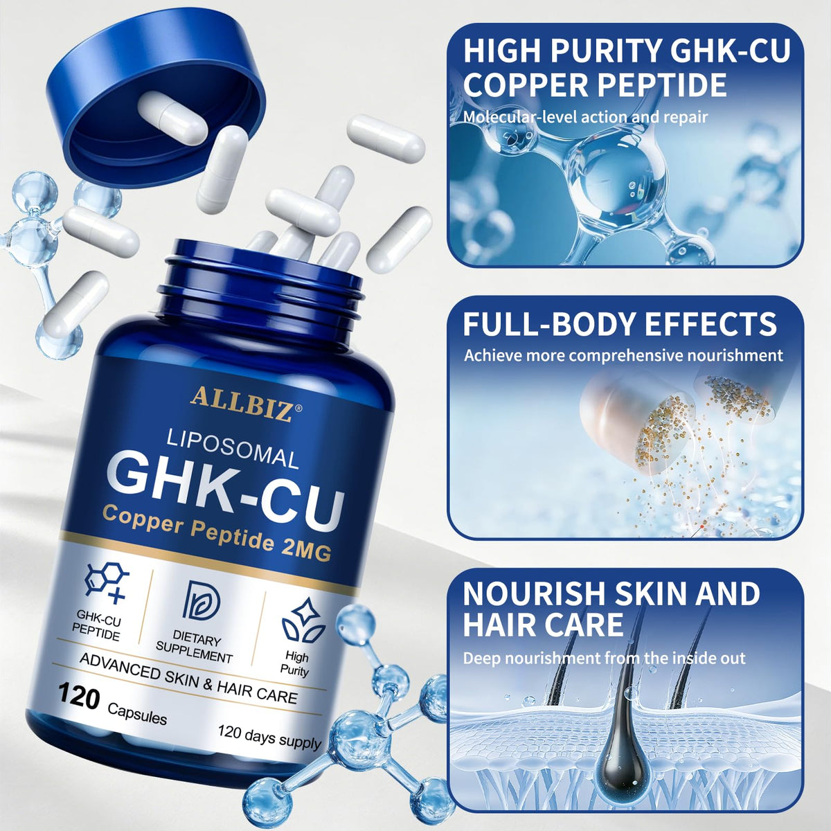Étiquette du produit ALLBIZ Peptide de Cuivre GHK-Cu