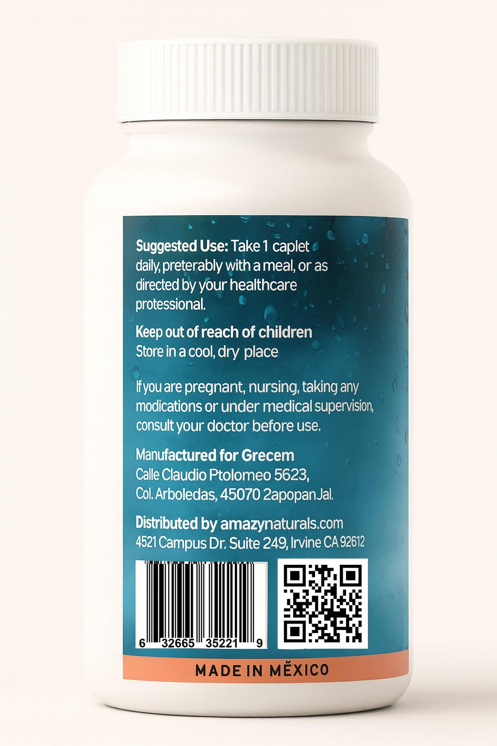 Étiquette du produit Amazy Naturals Acide Hyaluronique 860mg