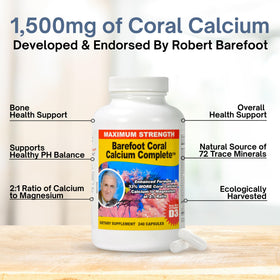Étiquette du produit Barefoot Coral Calcium avec ingrédients