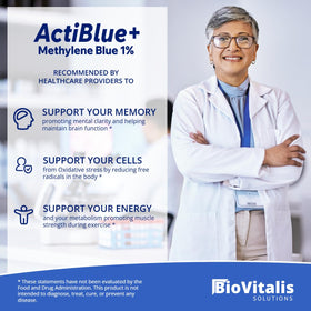 Étiquette du produit Biovitalis Solutions Actiblue+ Methylene Blue 1%