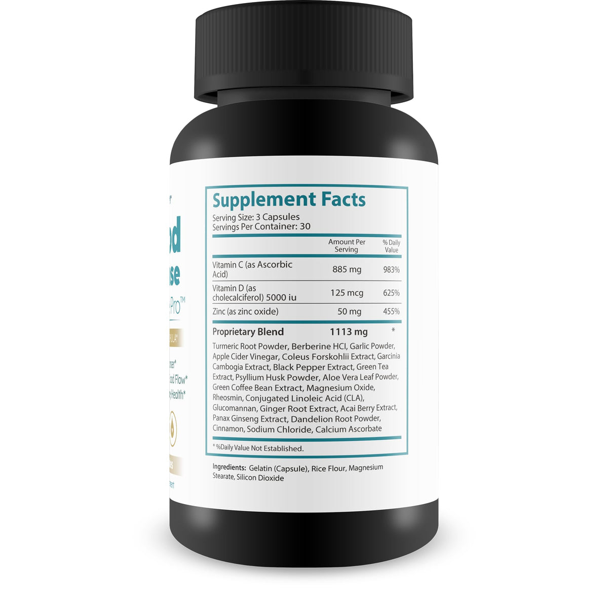 Étiquette du produit Blood Cleanse Cell Care Pro, ingrédients et dosage