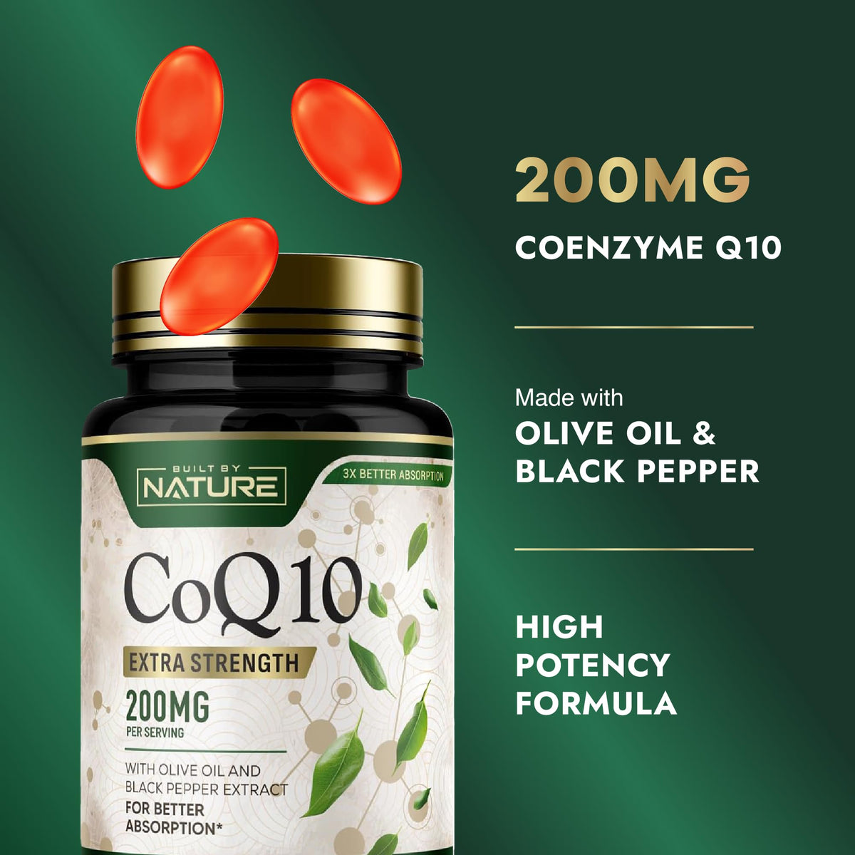 Étiquette du produit Built by Nature CoQ10 200 mg