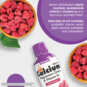 Étiquette du produit Calcium Citrate Liquide BlueBonnet avec ingrédients