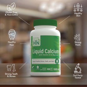 Étiquette du produit Calcium Liquide 1000mg Health Thru Nutrition