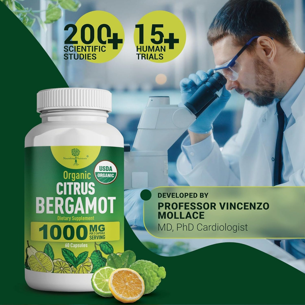 Étiquette du produit Citrus Bergamot Bio montrant les ingrédients
